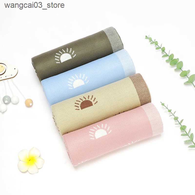 Blankets Swaddling Infant Baby Blankets Knit Newborn Kids Bedding Plaid 90*70CM Quilt Cute Sun Toddler Girl Boy Stroller Swaddling Soft Breathable L24