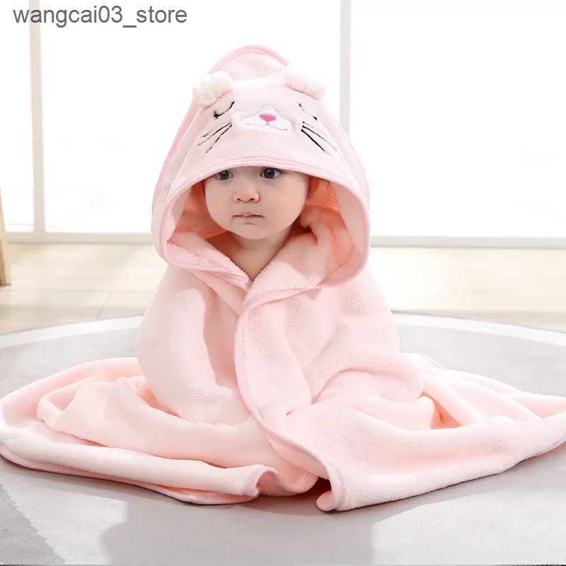 Blankets Swaddling Newborn Baby Bath Towel Cartoon Baby Swaddle Kids Bathrobe Fleece Blanket Warm Sleeping Swaddle Wrap for New Born Boys Girls L24091