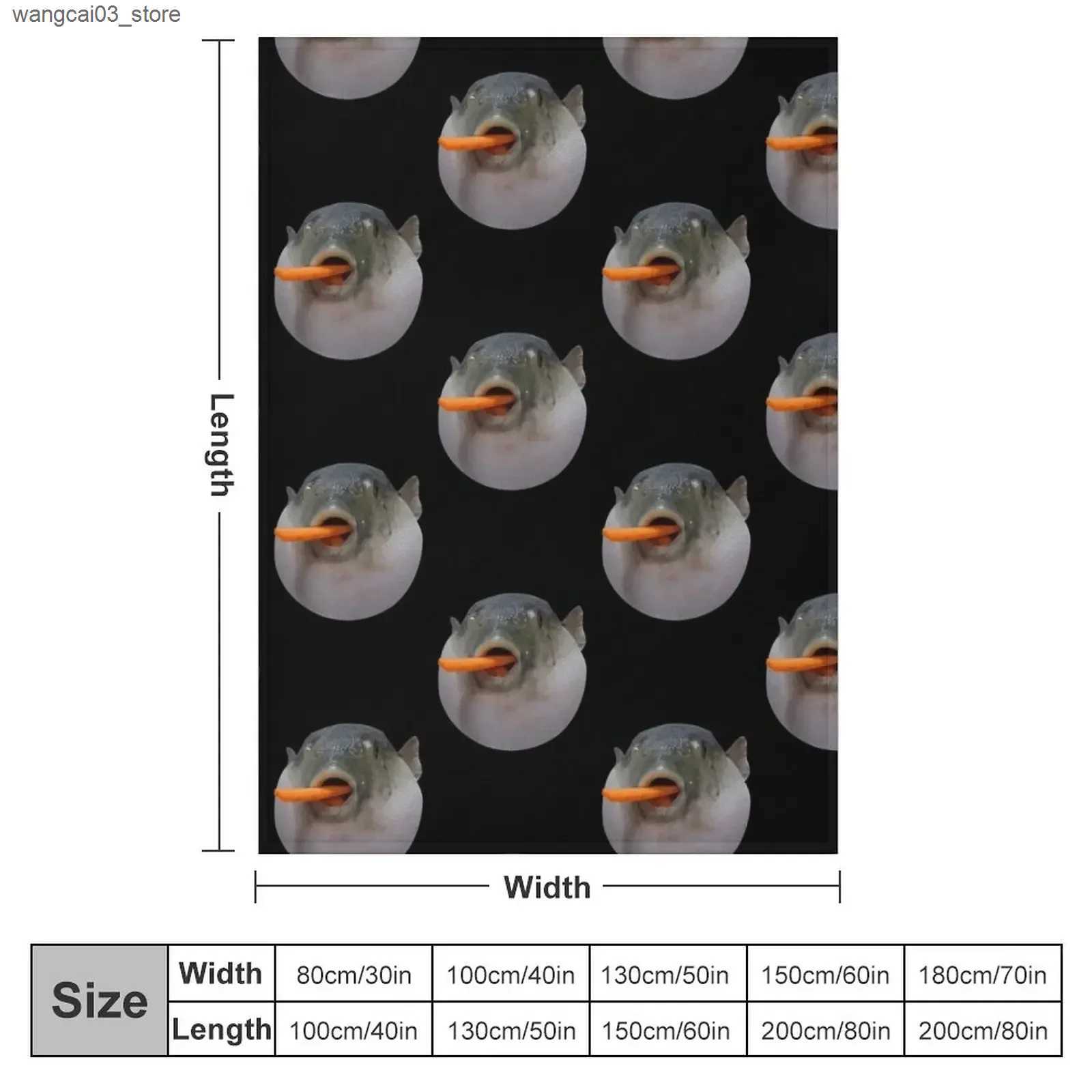 Blankets Swaddling Puffer fish Meme Throw Blanket Warm Decorative Throw Blankets L240910