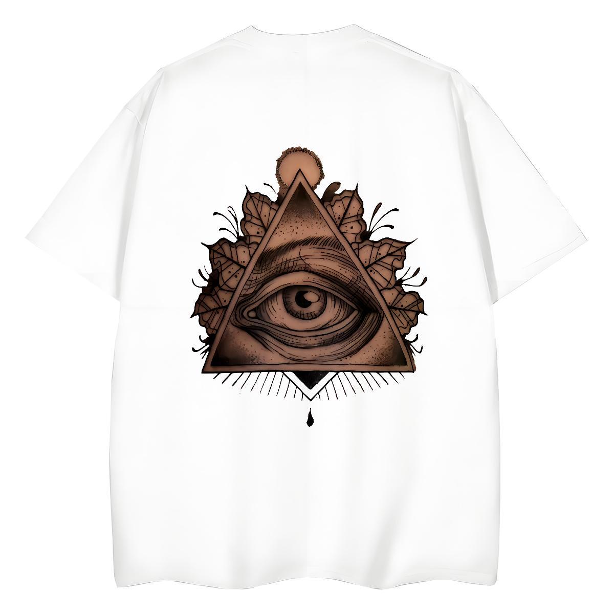 Casual New Woman T Shirts 230g Cotton Crew Neck Breathable High Street Hip Hop eye of the devil Unisex Tshirts Free Shipping Plus Size Cartoon Tees