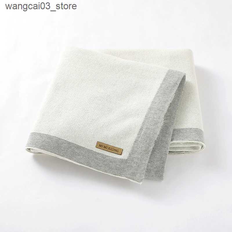 Blankets Swaddling Infant Baby Blanket 100%Cotton Knit Newborn Girl Boy Plaid Bed Basket Crib Solid Quilts Toddler Stroller Wrap Swaddle Super Soft L2