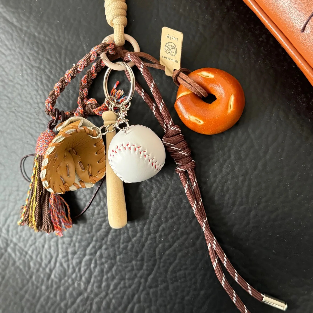Summer Cute Style Alkaline Water Bread Weaving Rope Hanging Bag Decorative Pendant Keychain Bag Accessories and Accessories 241008