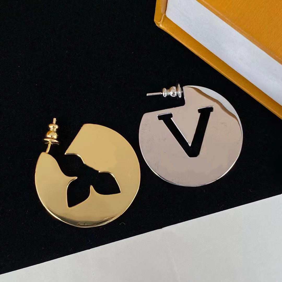Luxury Designer fashion Hoop earrings 18k gold and silver double color big circle earrings for women's wedding party birthday gift jewelry