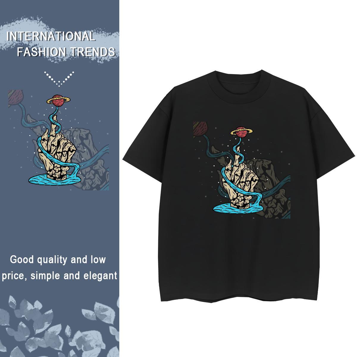 Stylist T-Shirts 230g Cotton Breathable Short Sleeve Street Casual skull Unisex Tshirts Popular Black White Top Tees