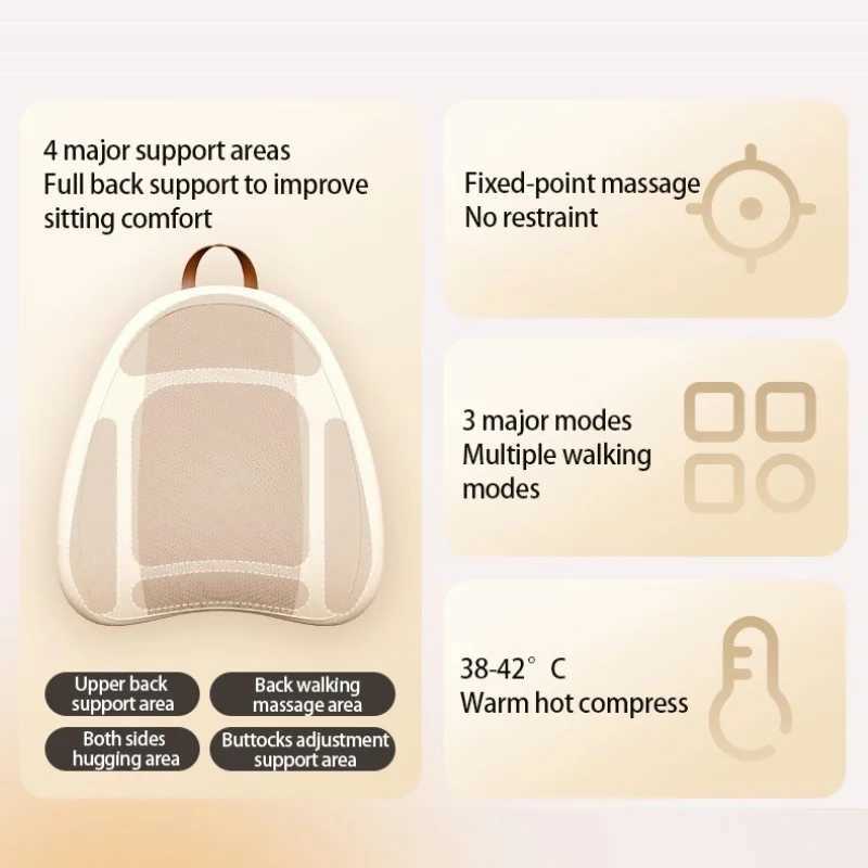 Neck massager pillow style waist back massager electric kneading rechargeable heating shoulder multifunctional back massager W240819