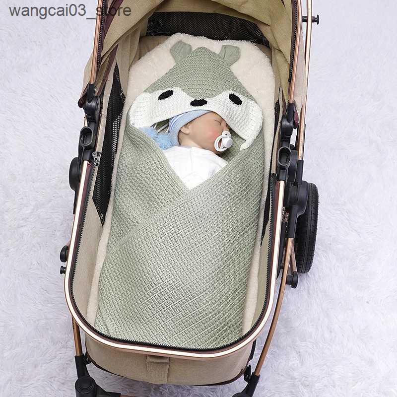 Blankets Swaddling Newborn Baby Blanket Knitted Infant Girls Boys Bedding Quilt 75*75CM Toddler Stroller Swaddling Fashion Cute Fox Sleeping Covers L2