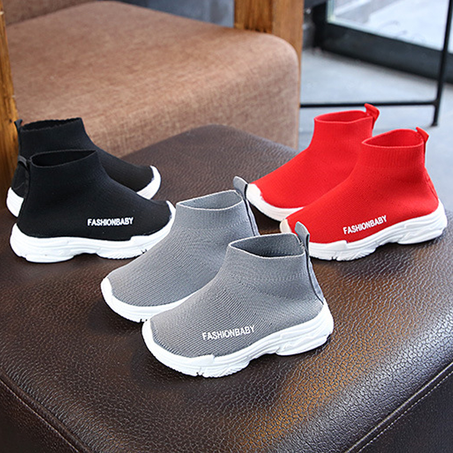 Kids High Top Sneakers Children Casual Shoes Slip-on Breathable Kids Sock Shoes Non-slip Snow Boots Boys Girls Sport Shoes Sizes 21-30