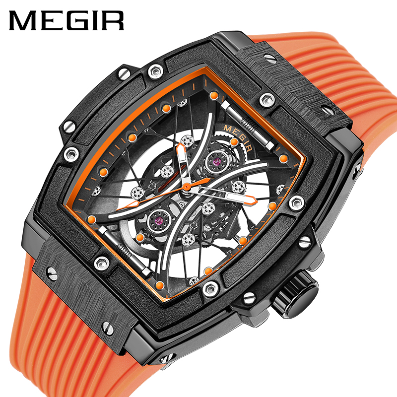 MEGIR Men's Sports Quartz Watch Silicone Strap Waterproof Fashion Hollow Men's Watch Top Brand Luxury Military Watch