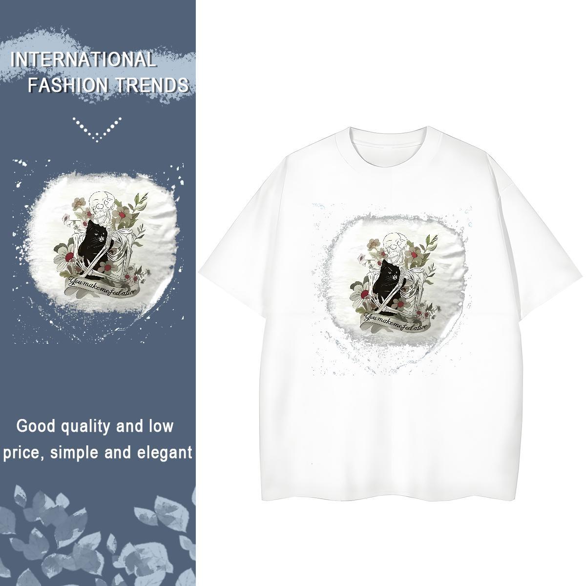 Designer T-Shirts 100% Cotton 230g Breathable Crew Neck Street Casual skull Women Tees Designer Nice Floral Print Tops Shirt