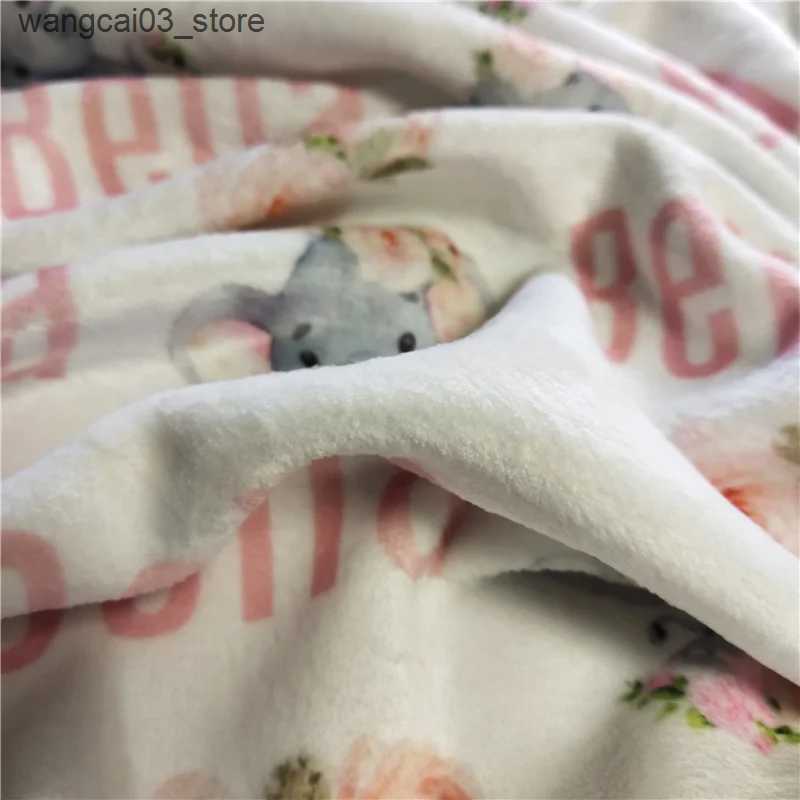 Blankets Swaddling Name Personalized Baby Blanket Swaddling Baby Bedding Crib Swaddle Elephant Custom Newborn Gift Baby Blanket Birthday Gift L240910