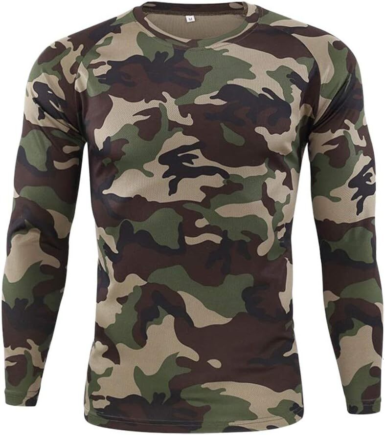 Long Sleeve Shirts for Men sweatshirt Long Sleeve Camo T-Shirt Men Vintage Military Camouflage Athletic Compression Shirt Workout Fishing Hunting Shir