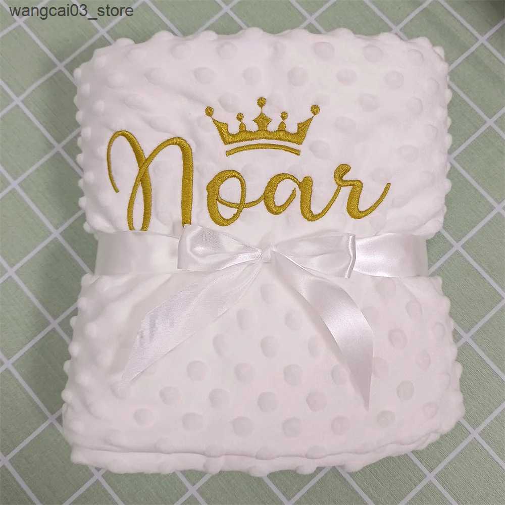 Blankets Swaddling Name Personalized Toddler Crib Bed Stroller Fleece Blanket For Newborn Baby Swaddle DIY Custom Kids Birthday Gift Present L240910