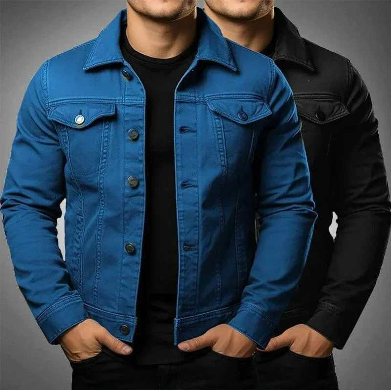 Mens fashionable casual jacket washed denim top autumn loose large denim jacket mens jacket W241011
