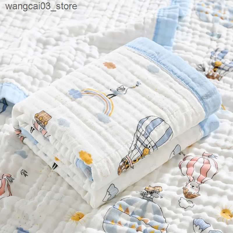 Blankets Swaddling 110*110cm Cartoon Swaddle Blanket Baby Newborn Bamboo Muslin Bed Sheet Kids Baby Bath Towel Blankets Swaddle Cotton L240910