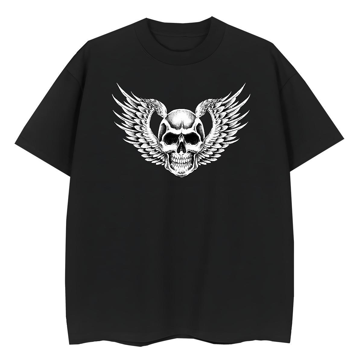Fashion Casual Woman T Shirts 230g Cotton Short sleeve Soft Street skull Unisex Tshirts High quality Skull Tee Shirt