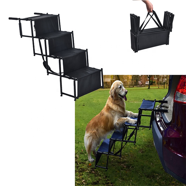 Portable Foldable 4 StepsLight Weight Steel Frame Folding Non-Slip Four Floors Pet Dog Car Stair For Dog