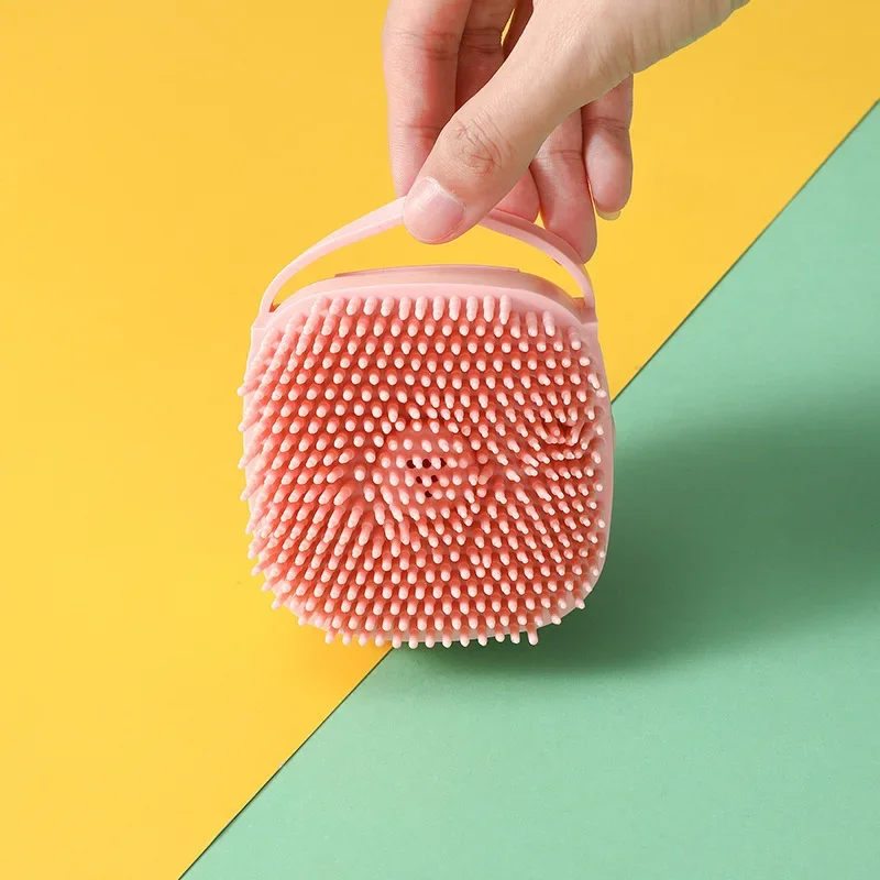 Dog Bath Brush, Pet Massage Brush Shampoo Dispenser, Soft Silicone Brush Rubber Bristle for Dog Grooming Brush Pet Accessories