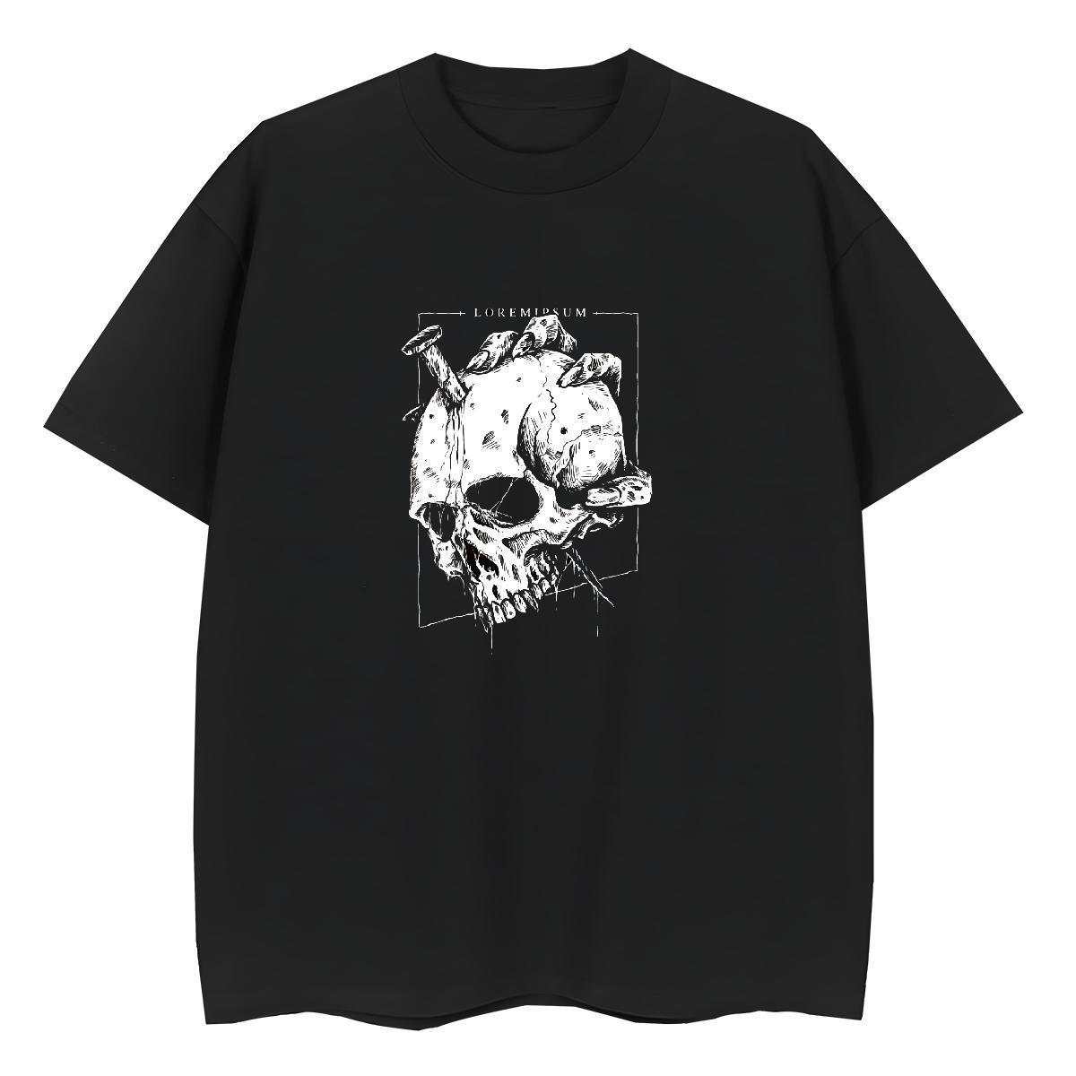 2024 Casual T Shirts Women 230g Cotton Comfortable Street Wear skull Couples T Shirts Lady Black Oversized Tshirts