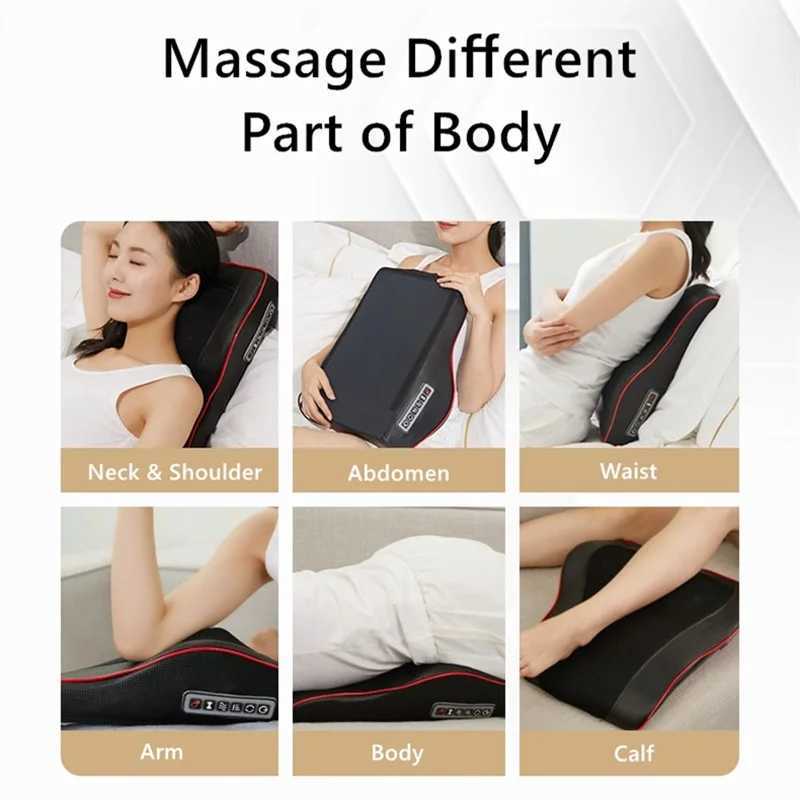 Jinkairui 3-in-1 Massage Pillow Large Size Household Car Dual Use Neck Back Shoulder Waist Body Massager Knee Vibration Relieves Fatigue W240819