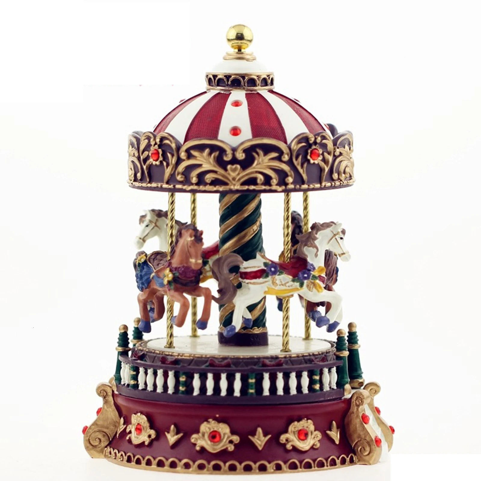 Carousel Music Box Christmas Gift Creative Resin Crafts Decoration 100 Speakers 241007