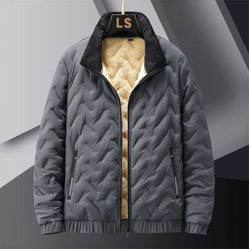 Winter Jacket Men Thermal Lined Thick Warm Fleece Male Coat Turn Down Collar Parkas Korean Outerwear Mens 241011