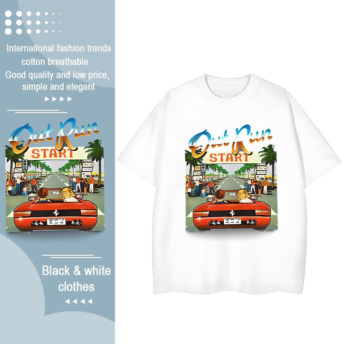 2024 Casual Women T Shirts 230g 100% Cotton Breathable Short Sleeve Street Casual car Women Tees High quality Anime Oversized Polos