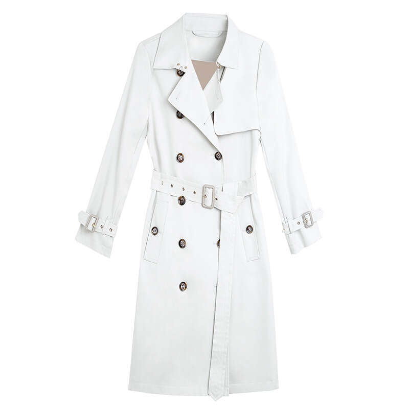 British style windbreaker womens 2024 new autumn fashion high-end slimming mid length double breasted jacket