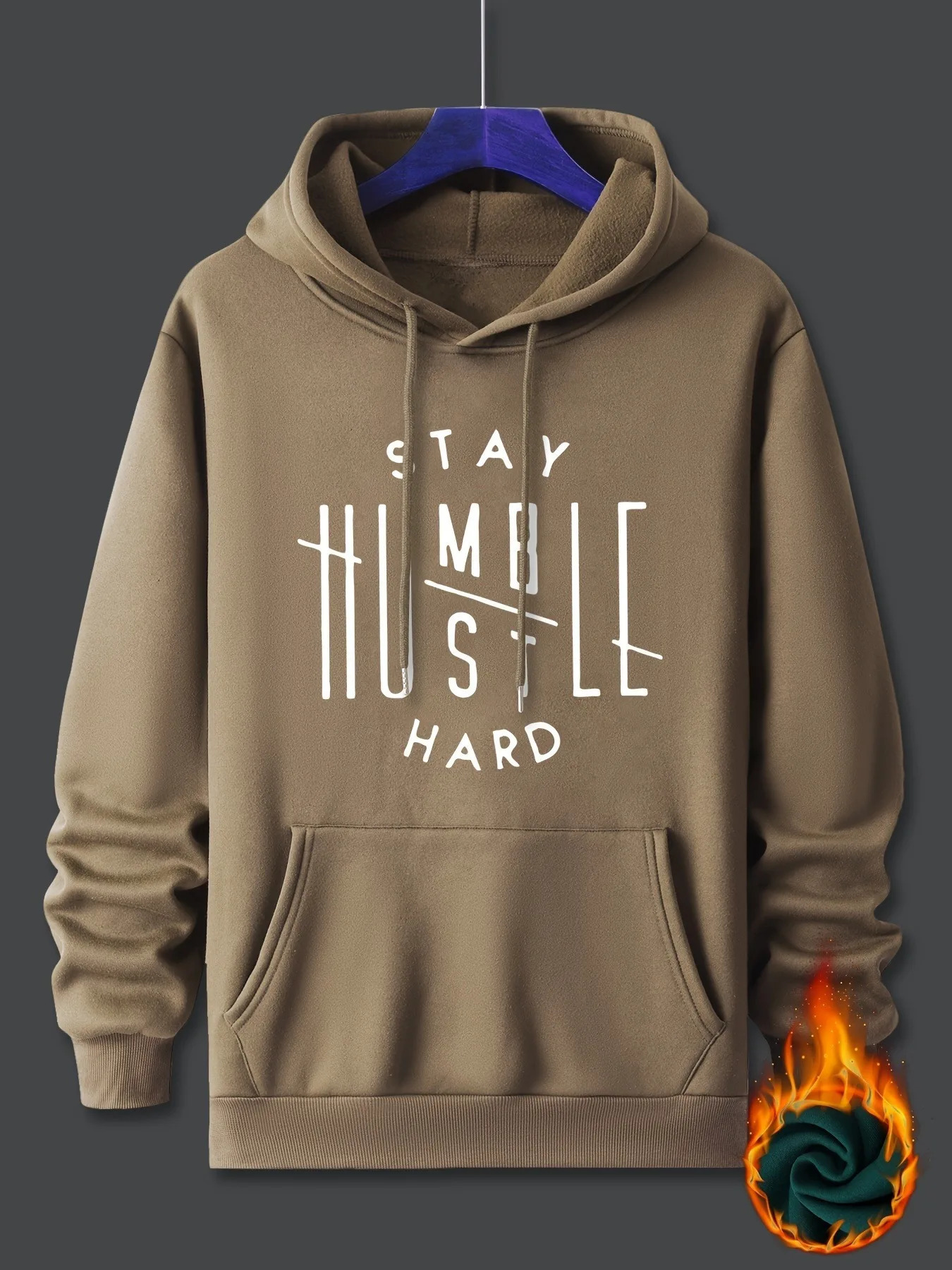Stay Humble Hustle printed hoodie mens casual pullover hooded sweaters Kangaroo Pocket street wear for winter Fall 241011