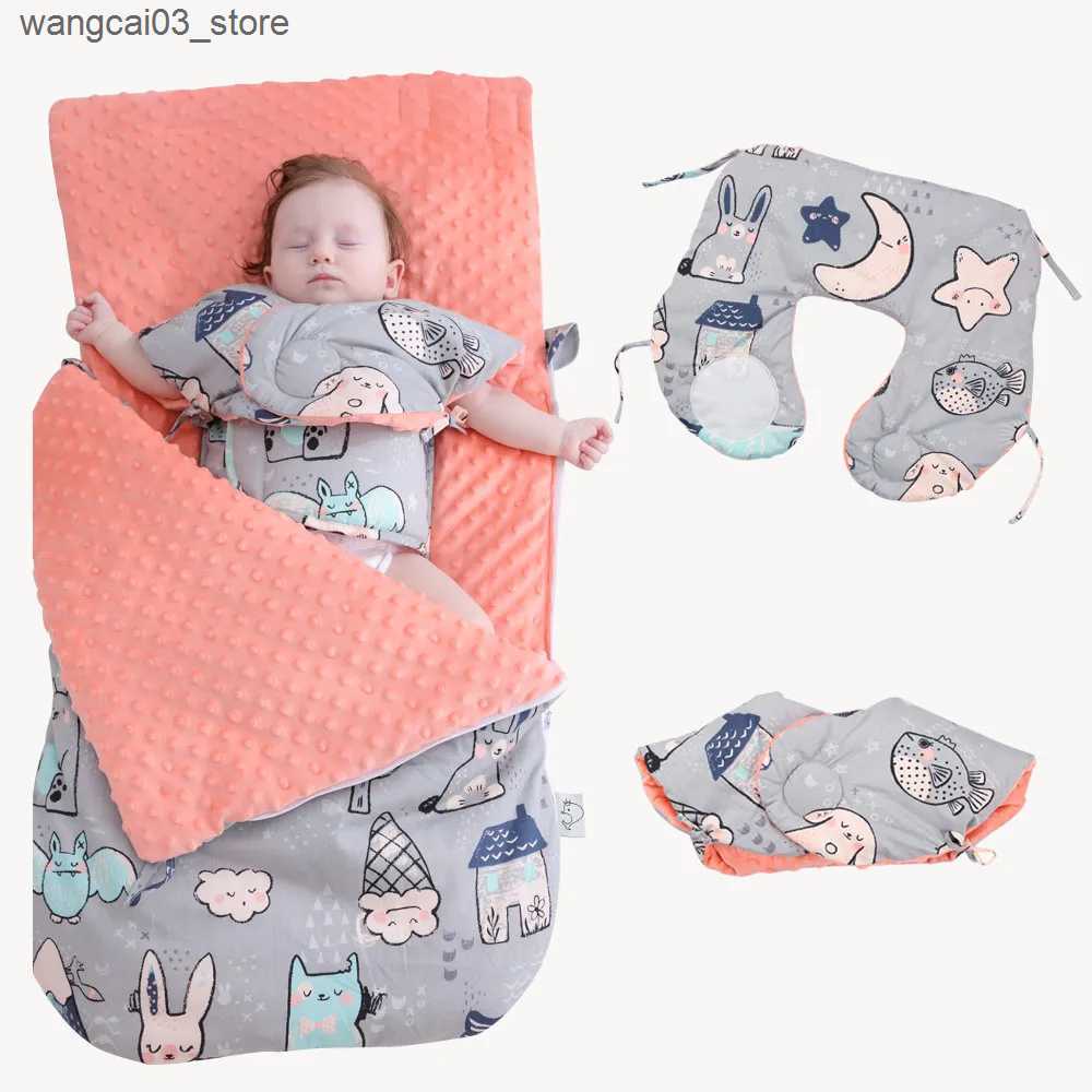 Blankets Swaddling Thick Baby Swaddle Wrap Knit Envelope Newborn Sleeping Bag Baby Warm Swaddling Blanket Infant Stroller Sleep Sack L240910