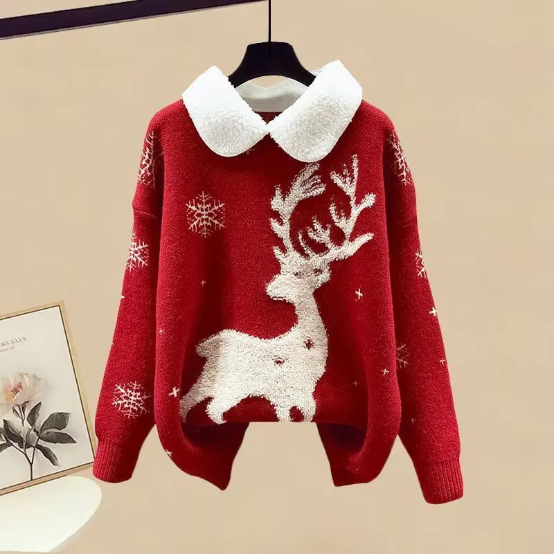 Autumn and Winter Fashion Womens Clothing Set Christmas Dress Red Sweater and Temperature Belt Two Piece Set 241011