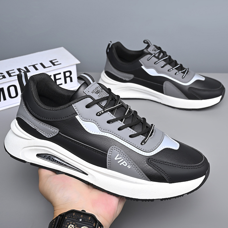 Soft soled mesh men's new summer comfortable trend running and sports leather surface anti slip versatile casual shoes