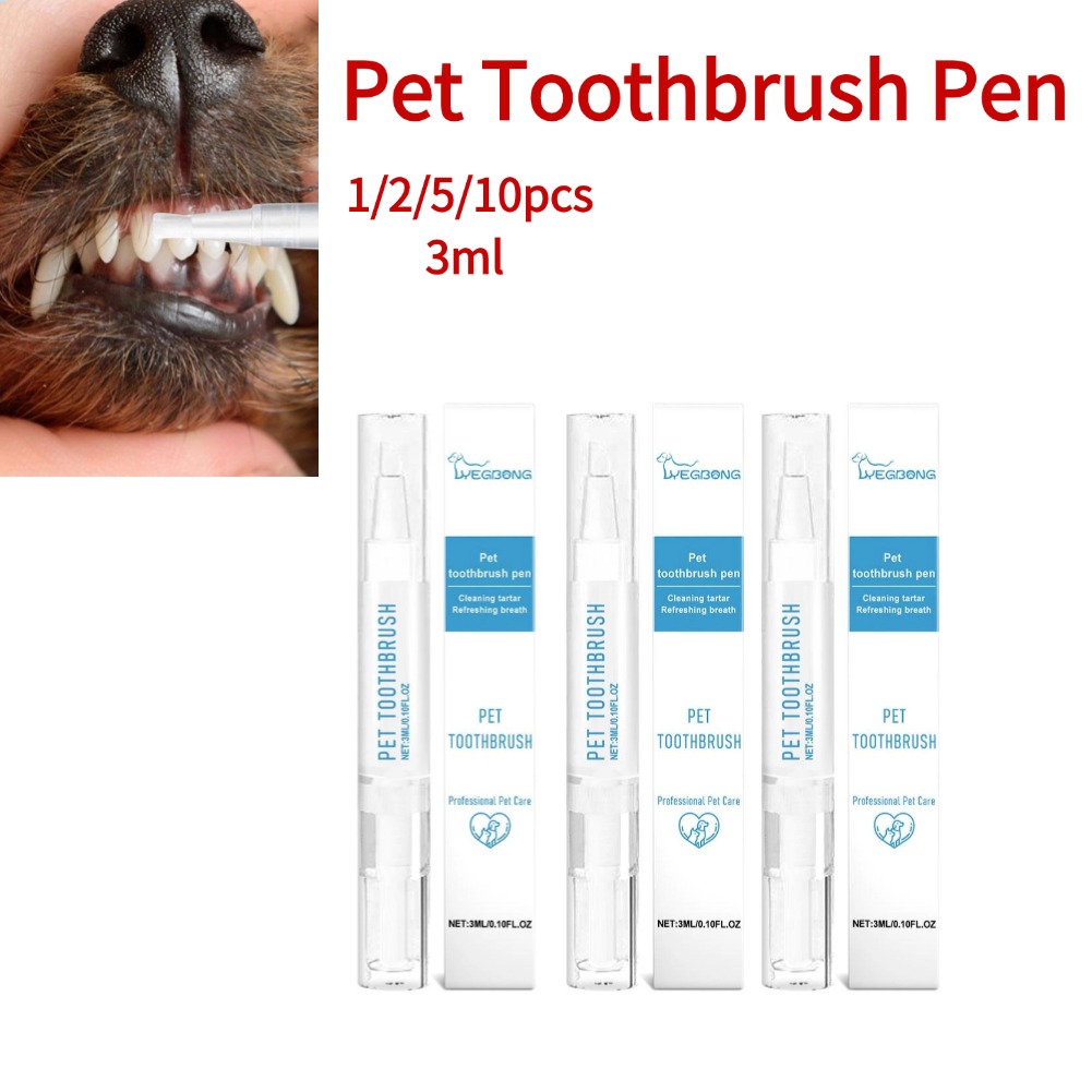 1/2/5/10PCS Pet Toothbrush Pen Dog Cat Pet Teeth Cleaning Pen Brightening Grooming Toothbrush Dental Calculus Tartar Remove Tool