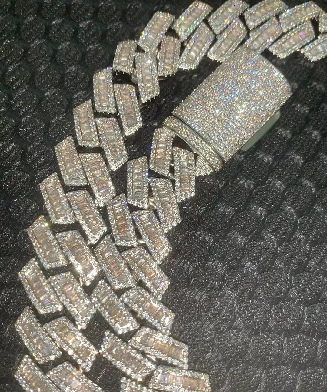 necklace moissanite chain 18mm T square 925 silver inset Moissanite hip hop Cuban chain Mai Ah secret chain simulation drill collar
