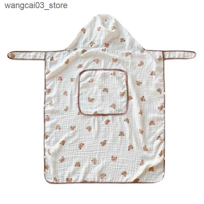 Blankets Swaddling Baby Bear Swaddle Wrap Summer Windproof Multifunctional Baby Blanekt Soft Cotton Cloark Cape Hooded Bath Towel Stroller Blanket L24