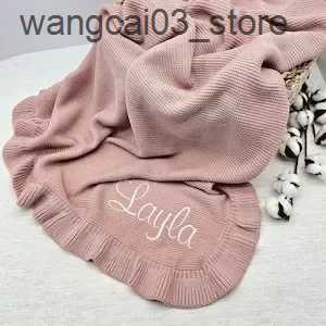 Blankets Swaddling Personalized Baby Blanket with Name Knitted Baby Boy Girl Swaddle Blanket for Newborn Infant Toddlers Kid 70x90cm L240910