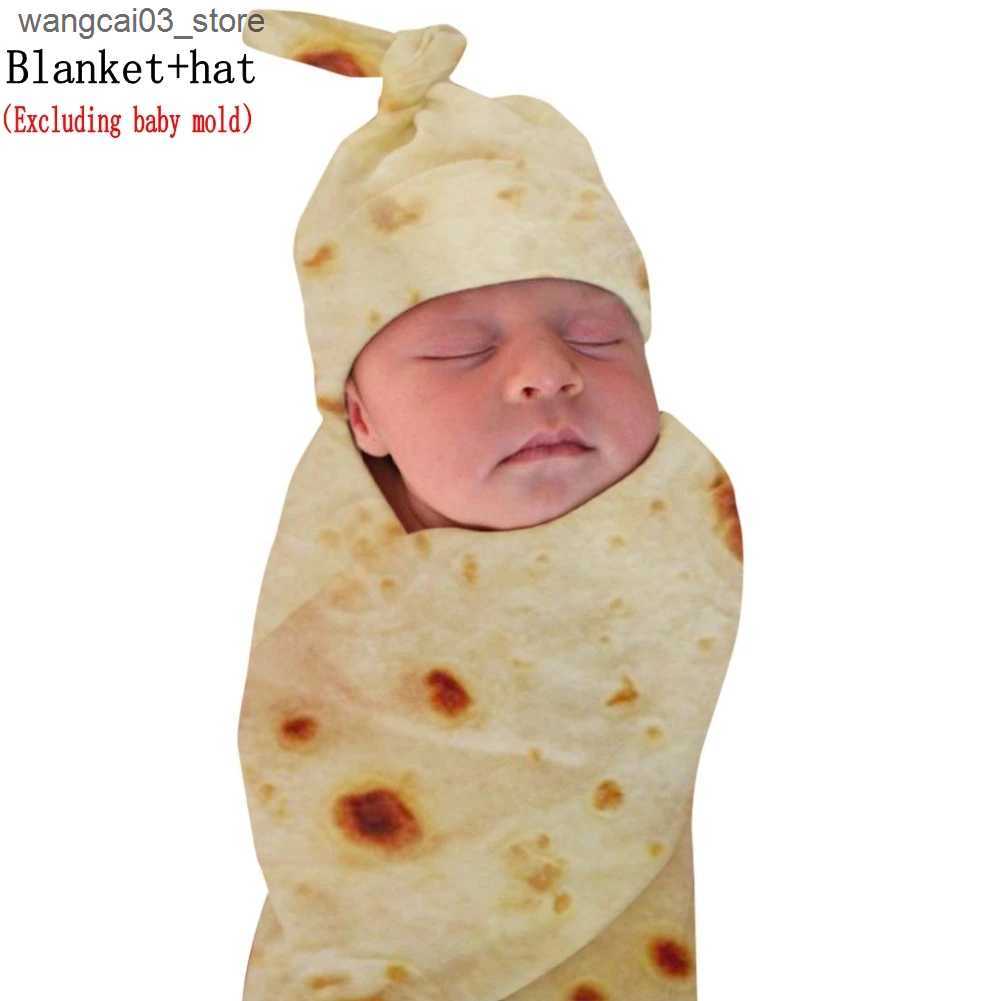 Blankets Swaddling 1 Set Baby Blanket Baby Flour Tortilla Swaddle Winter 100% Flannel Baby Swaddle wrap Sleeping Swaddle Wrap +Hat Baby Sheets L240910