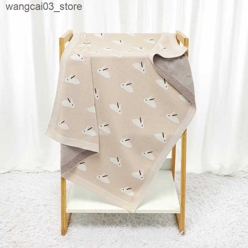 Blankets Swaddling Cotton Baby Blanket Knit Newborn Girl Boy Bedding Quilt 100*80CM Infant Stroller Swaddling Cute Cartoon Rabbit Soft Plaid Covers L2
