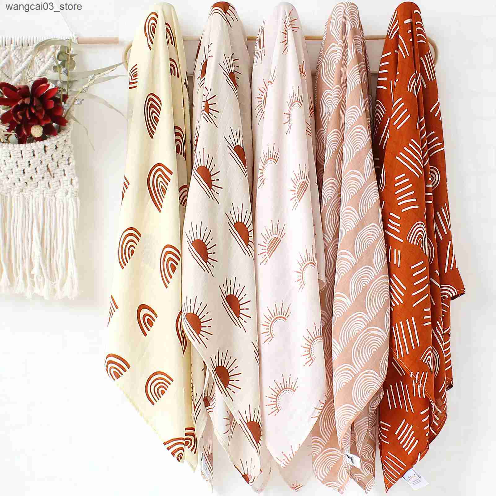 Blankets Swaddling Bamboo Baby Blankets Newborn Baby Stuff Cotton Baby Muslin Swaddle Wraps Kid Blanket Soft Print Infant Towel Wrap L240910