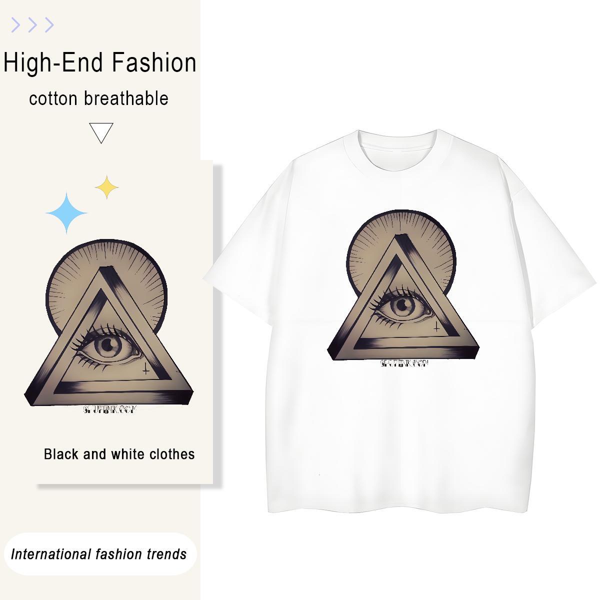 Casual New T shirt 100% Cotton 230g O-Neck Short Sleeve Home Outdoor eye of the devil Womens Tshirts Soft Oversized L-4XL Clothings