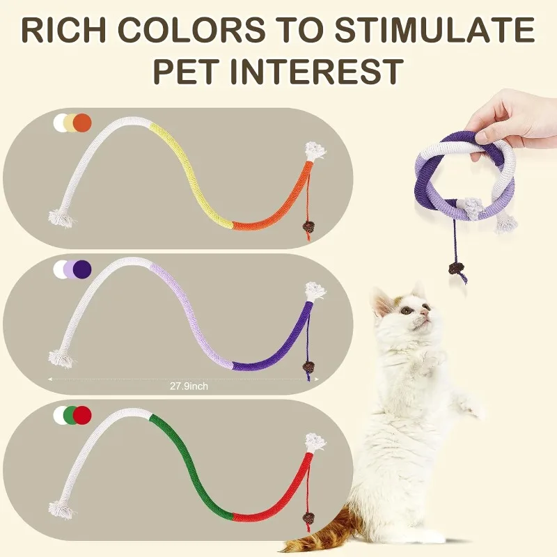 Cat Toys Refillable Natural Catnip Cat Bite Rope Toy Interactive Catnip Toys Kitten Teeth Cleaning Chew Toys for Dental Care