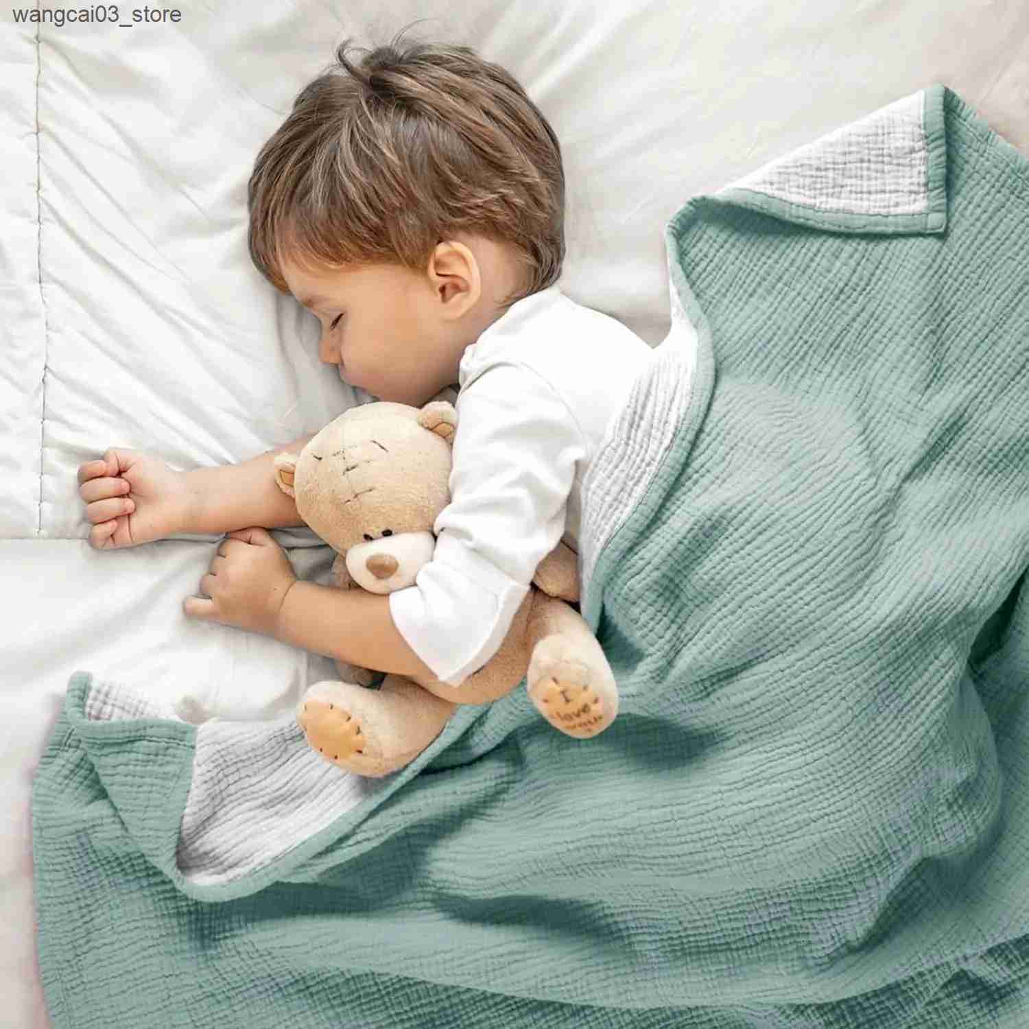 Blankets Swaddling Muslin Swaddle Blankets Newborn Baby Blanket 4 Layer Cotton Soft Baby Wrap Receiving Blanket Infant Bed Crib Quilt Bath Towels L240