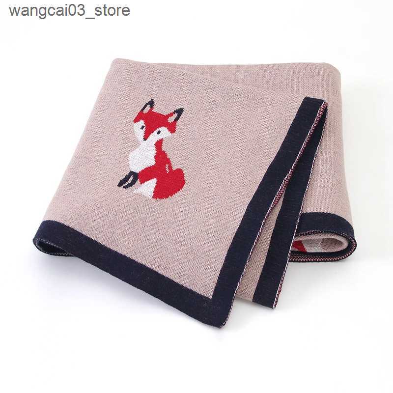 Blankets Swaddling Newborn Baby Blanket Cotton Plaid Knit Infant Boy Girl Bed Sofa Soft Quilt Toddler Kid Sleeping Sack Cute Fox Stroller L240910 L091