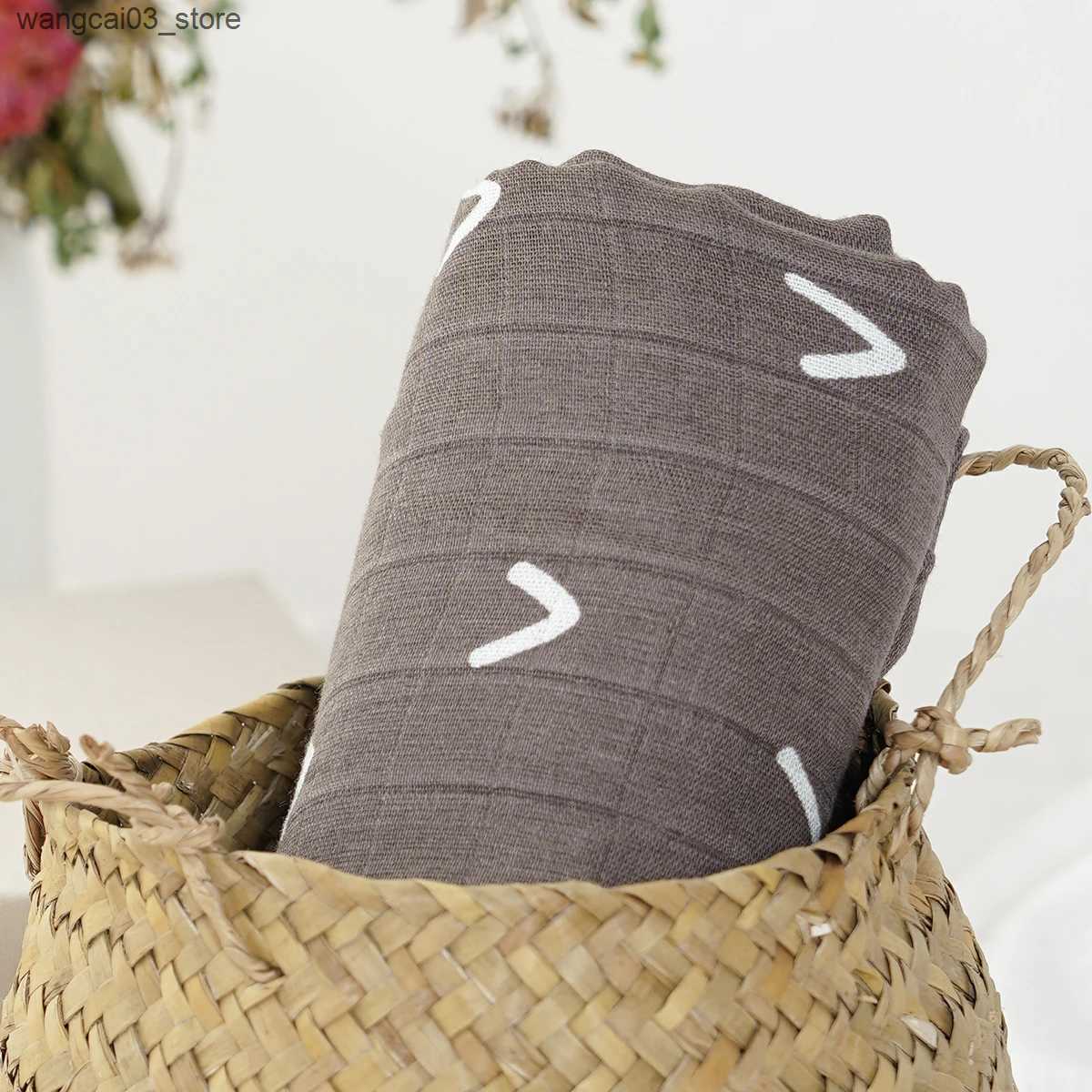 Blankets Swaddling HappyFlute New Prints 3 Pieces 120*110cm Soft Bamboo Cotton Baby Wrap Travel Newborn Multi-function Swaddle Sleeping Blanket L24091