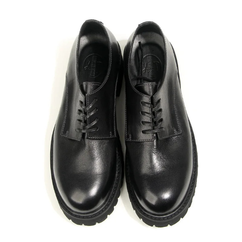 Claiami vintage horse leather derby mens shoes leather trendy lace mens casual dress Zapatos De Hombre 241007