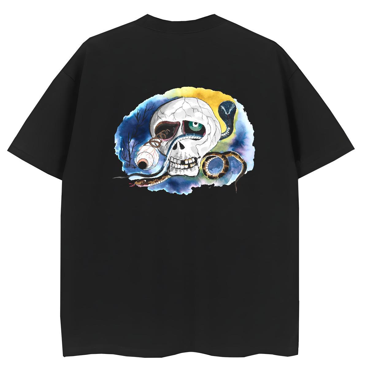 2024 Women T Shirts 230g Cotton Breathable Short Sleeve Street Wear skull Unisex Tshirts Loose DIY Printed Clothes Shirt