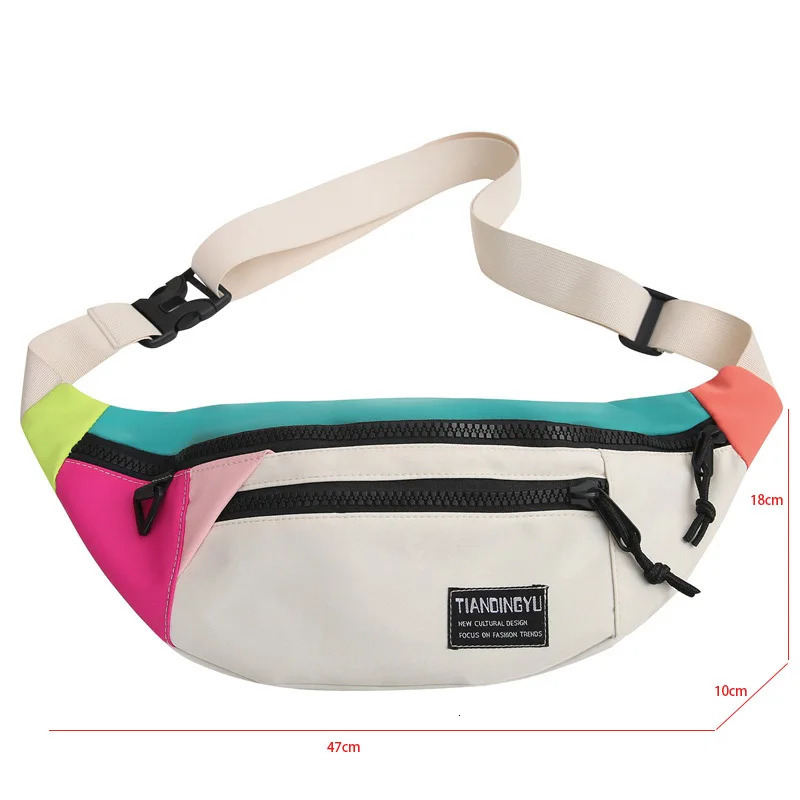 Large capacity storage waist bag womens plain fan-shaped bag large blue bag multifunctional nylon chest bag banana waist bag 241008