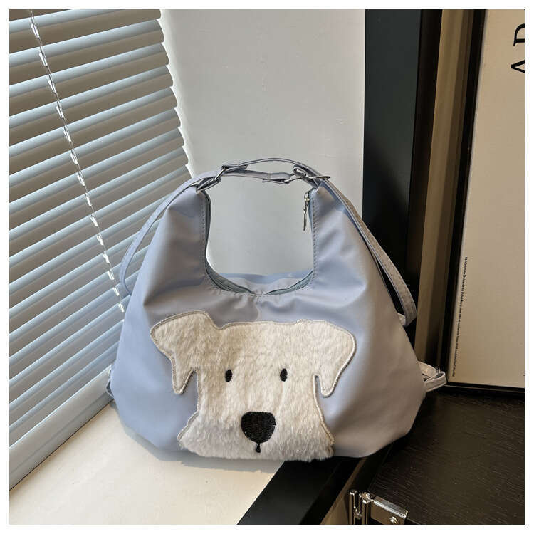 Cute Plush Dog Backpack 2024 New Casual Commuter Fashionable, Simple, High Beauty Shoulder Bag
