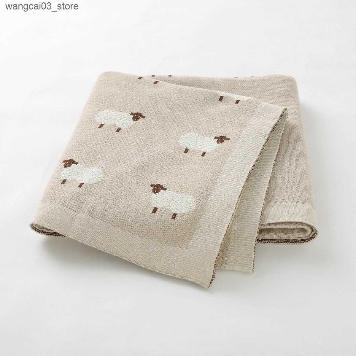 Blankets Swaddling Baby Blanket Cotton Knit Plaids Cute Sheep Newborn Girl Stroller Swaddle Wrap Soft Toddler Boy Infant Bed Covers 100*80cm Quilts L2