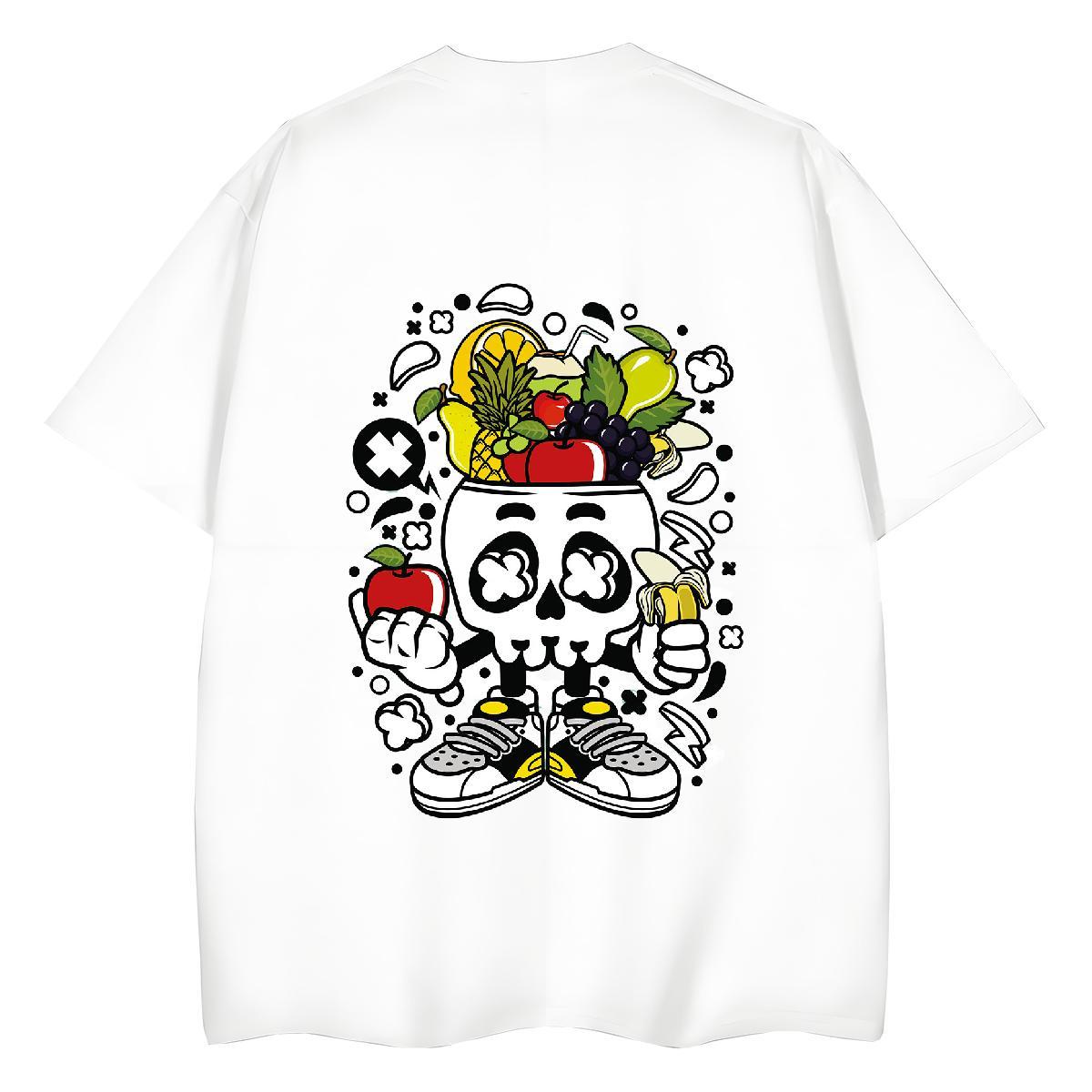 Classic Woman T Shirts 230g Pure Cotton Breathable Crew Neck Daily Wear skull Couples T Shirts Soft Anime Clothings