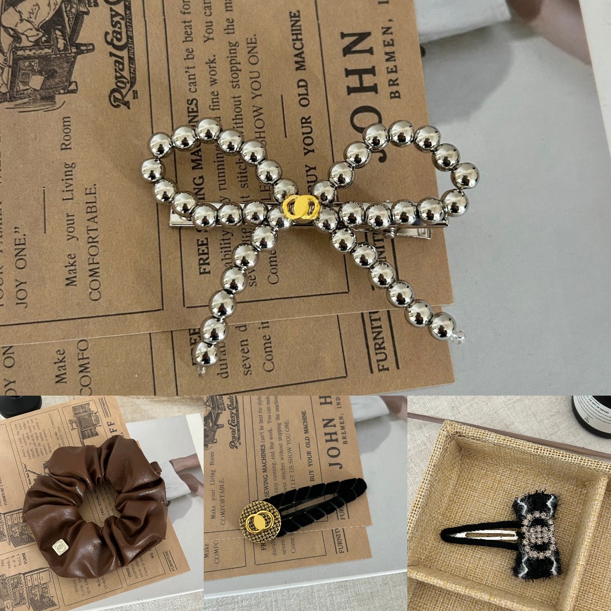 Designer Bead Bow Hair Clip Boutique WomenS Pearl Side Duckbill Clip BB Clip Hair Jewelry Bangs Clip New Style Barrette